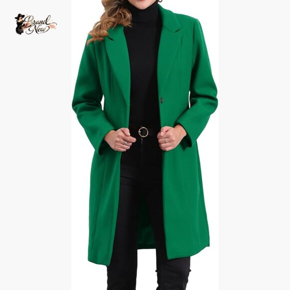 Jackets & Blazers - 100% Polyester Notch Lapel Pea Coat Overcoat for Women